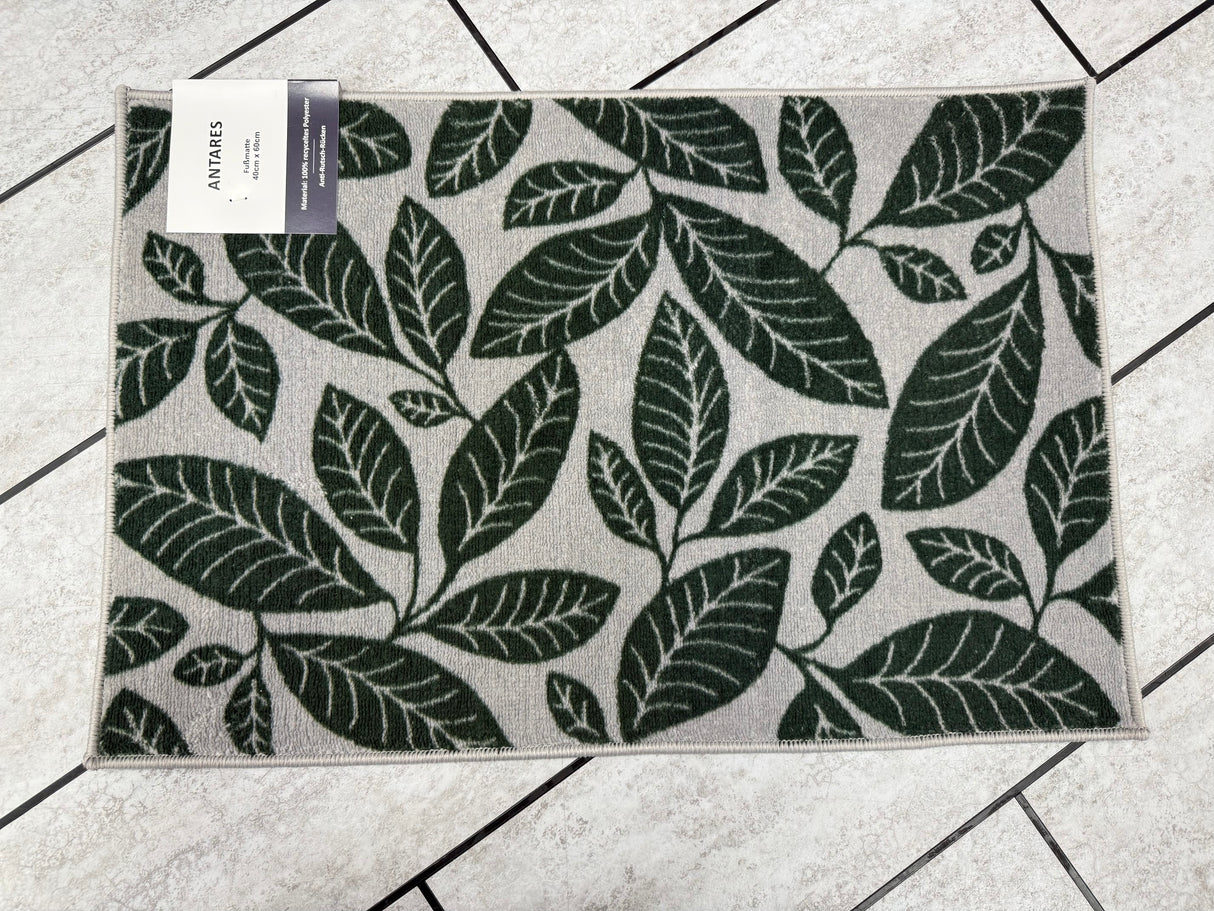 Soft Polyester Door Mat - Grey/Green - 40cm x 60cm